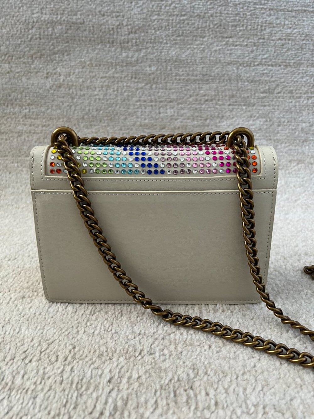 Kurt Geiger London Shoreditch Leather Rainbow Rhinestone Bling Crossbody Bag - Picture 4 of 14